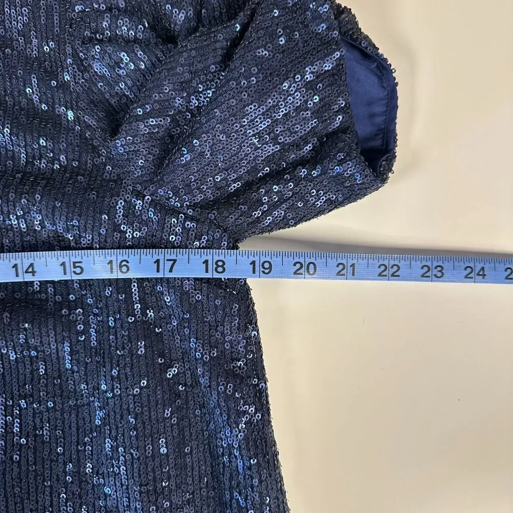 NWT Anthropologie  by Anthropologie Marie Navy Sequin Puff Short Sleeve Size 6 - Picture 12 of 13
